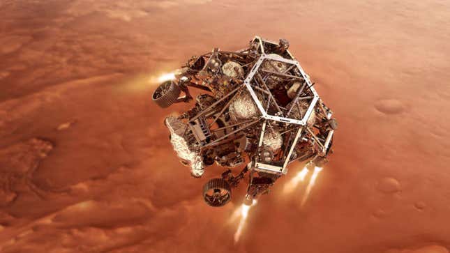 Imagen para el artículo titulado Todo lo que podría salir mal cuando la NASA aterrice su nuevo rover Perseverance en Marte