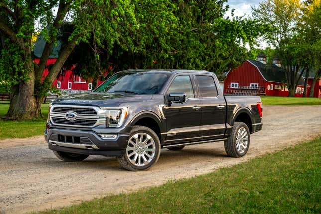 A black 2022 Ford F-150.