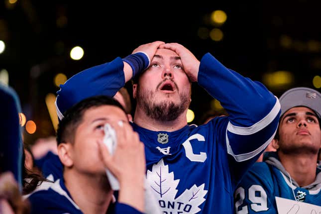 A Leafs fan is like “😮” as the team gets eliminated in seven.