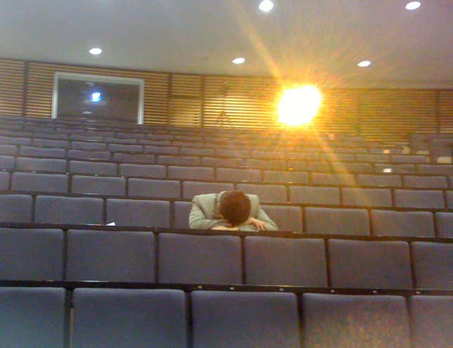 Akshat getting a mid-conference nap.
