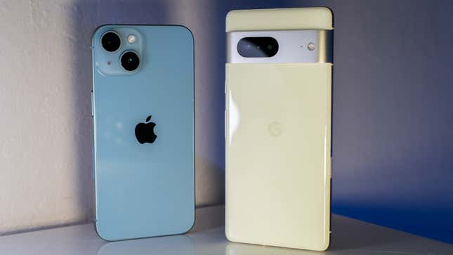 A photo of the iPhone 14 and Pixel 7