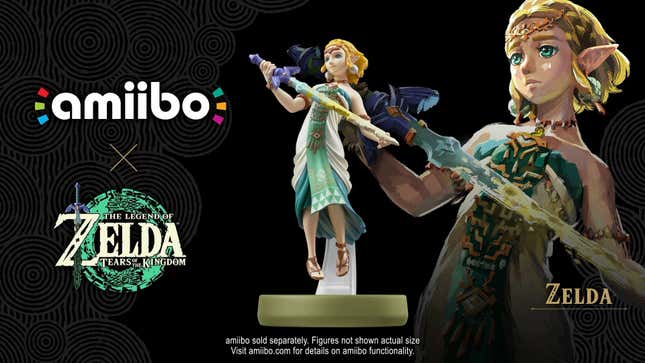 The Zelda Amiibo shows the princess holding the Master Sword.