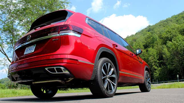 A photo of the rear quarter of the VW Atlas SUV. 