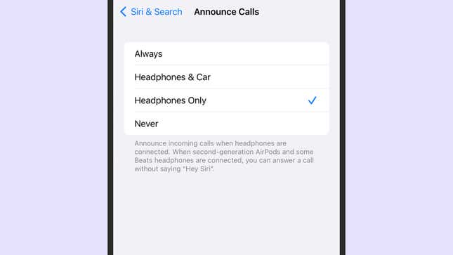 يمكن لـ Siri الرد على المكالمات ، ولكن عبر سماعات الرأس فقط