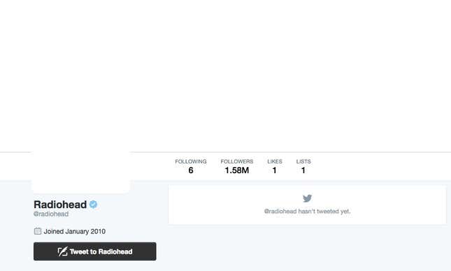 Radiohead’s Twitter page.
