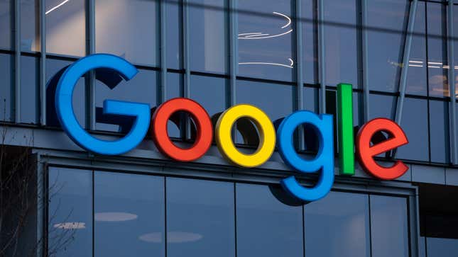 Stock photo of Google logo on office
