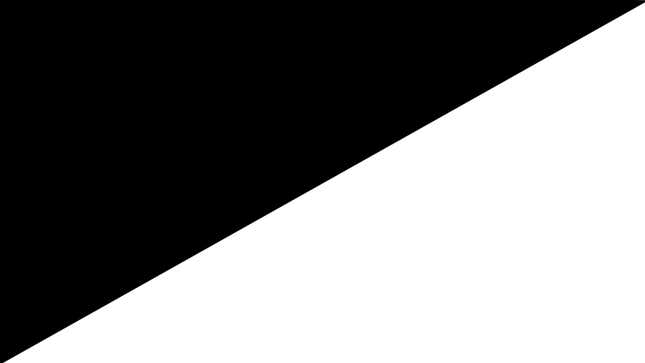 An illustration of a black and white flag comprising a white flag with a black triangle covering the top left half. 