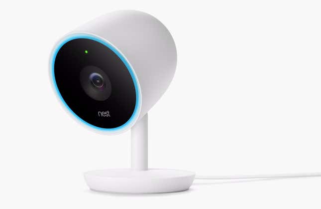 The Nest Cam IQ has lights up when someone is speaking through it.