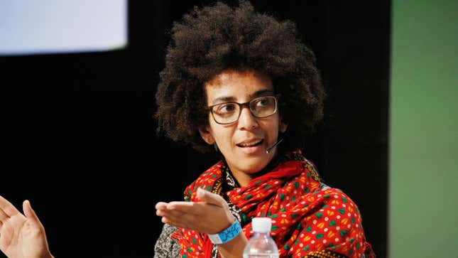 Google AI Research Scientist Timnit Gebru speaks onstage during Day 3 of TechCrunch Disrupt SF 2018 at Moscone Center on September 7, 2018 in San Francisco, California. 