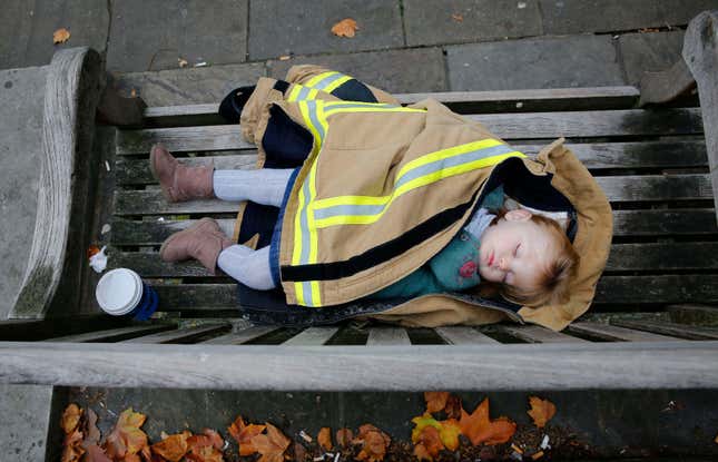 If only all kids could sleep through a protest…