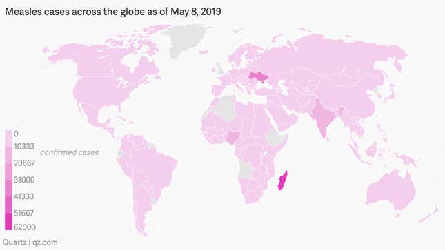 A map of current measles cases.
