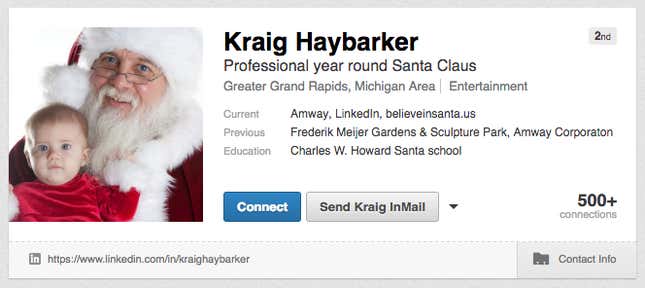 Image for article titled Where will you find an experienced, reliable Santa Claus? LinkedIn of course