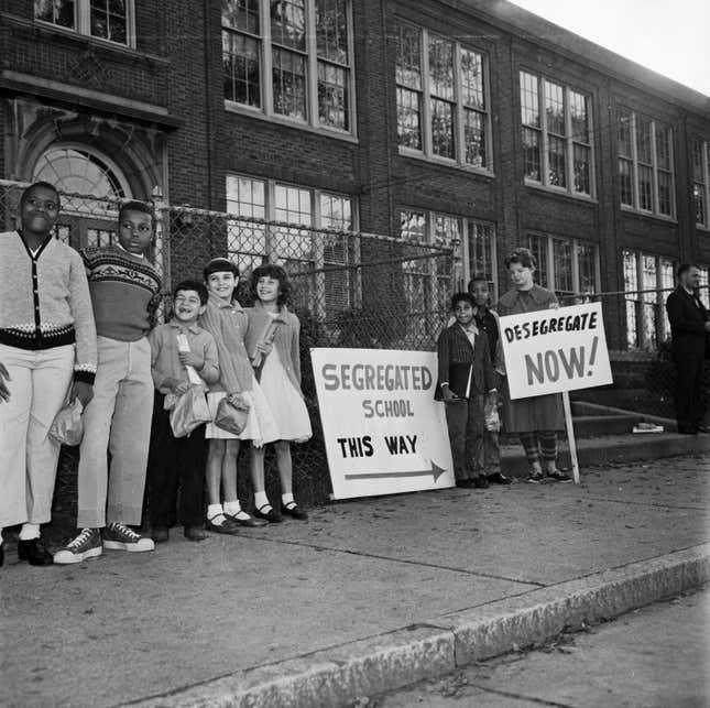 9/6/1962-Englewood, NJ: Penelope Patch, 18, of Englewood, NJ (with sign at end of line of children) who spent 5 days in Albany, jail for desegregation activities.