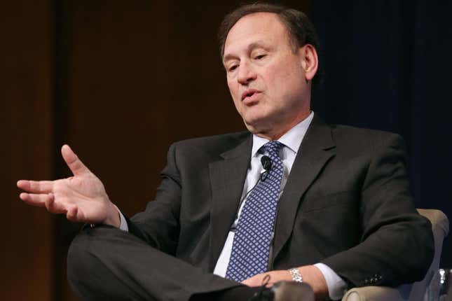 U.S. Supreme Court Associate Justice Samuel Alito speaks during the Georgetown University Law Center's third annual Dean's Lecture to the Graduating Class on February 23, 2016 in Washington, DC.