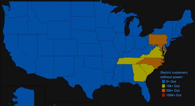 Major outages on August 8 2023 after an evening of widespread stormy weather. 