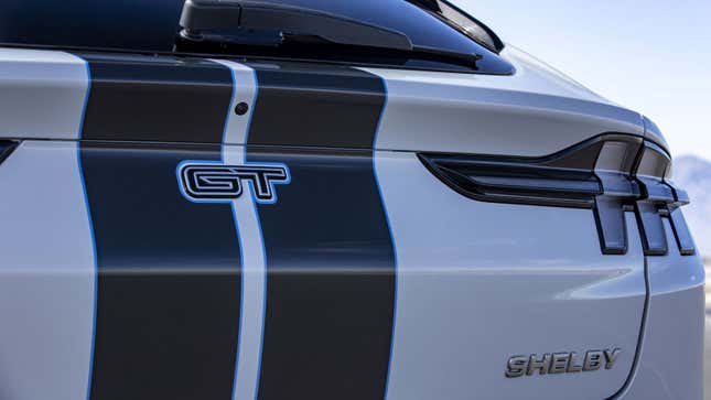 A photo of the stripes on the Shelby Mustang Mach-E GT.