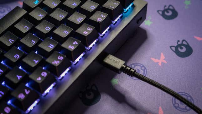 The Razer BlackWidow V3 Mini will require charging at the tail-end of the work day.
