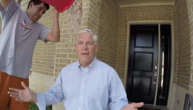 US Representative Pete Sessions, of Texas, taking the ice bucket challenge.