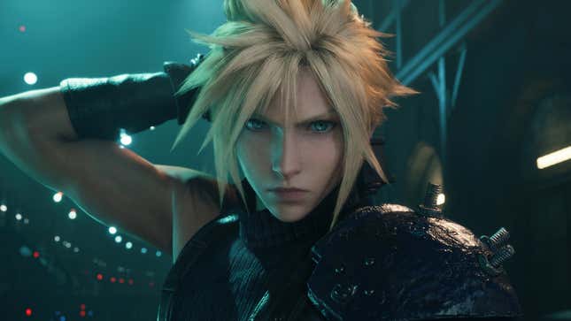 Final Fantasy VII protagonist Cloud Strife broods into the camera.