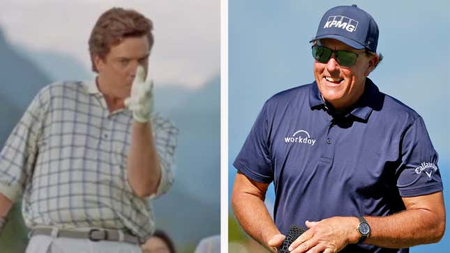 Villain Shooter McGavin from Happy Gilmore (left) and Phil Milckelson.