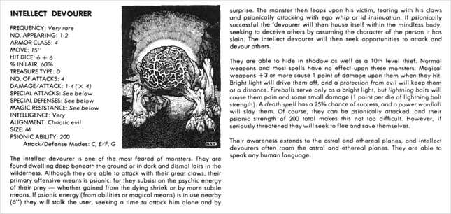 Image for article titled 23 Strange Creatures From the Advanced Dungeons & Dragons First Edition Monster Manual