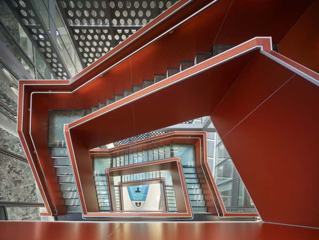 This stylish staircase is meant to entice people to walk instead of taking the elevator.