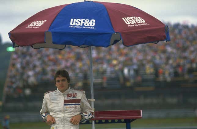 Eddie Cheever at the 1988 Brazilian Grand Prix.