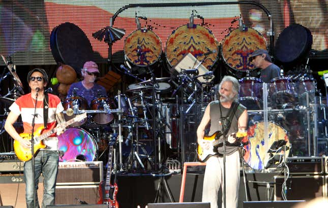 From left: Guitarist John Mayer, drummer Bill Kreutzmann, guitarist Bob Weir and drummer Mickey Hart of Dead &amp; Company perform in Charlotte, North Carolina, on June 10, 2016.