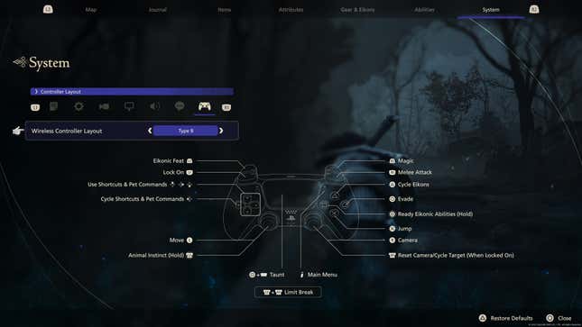 A screenshot of a menu shows an alternate control scheme in Final Fantasy XVI.