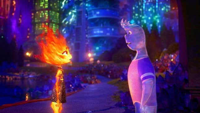 Ember and Wade in Pixar's Elemental.