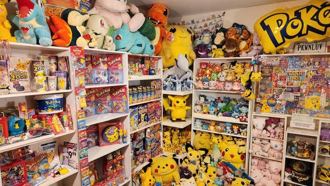 A photo of Klich's collection shows several stuffed animals, food boxes, and other collectibles.