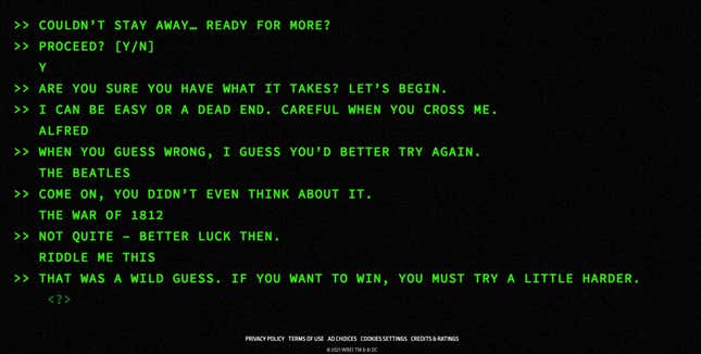 Image for article titled The Batman's Riddler Has a Secret Website