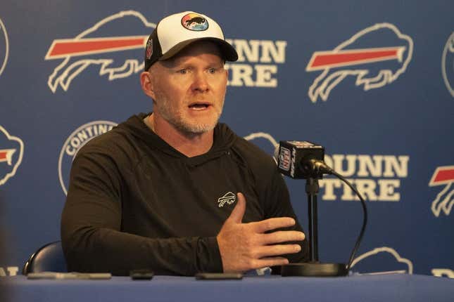 Jun 13, 2023; Buffalo, NY, USA; Buffalo Bills head coach Sean McDermott speaks at a press conference during Buffalo Bills Minicamp.
