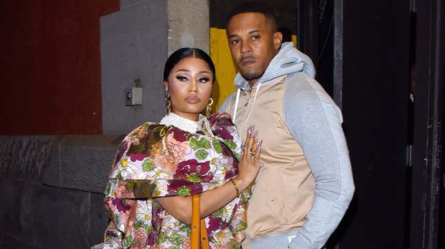 Nicki Minaj and husband Kenneth Petty seen at a Marc Jacobs NYFW event on February 12, 2020 in New York City.