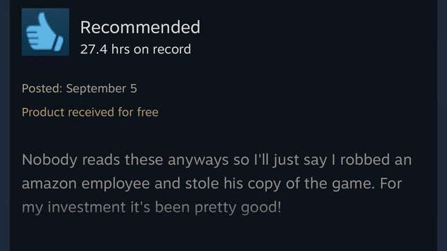 Snímek obrazovky ukazuje recenzi Starfield Steam.