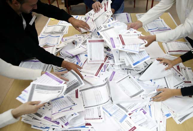 Election Commission officials count votes after presidential and parliamentary elections in Bosnia and Herzegovina last October.