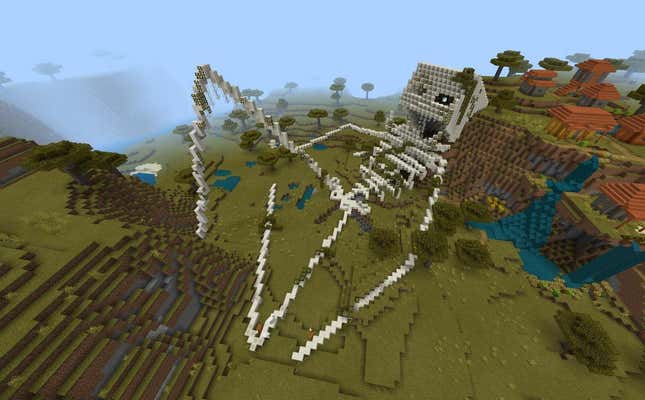 Image for article titled The Latest Minecraft Trend Has Fans Building Creepy, Giant Skeletons