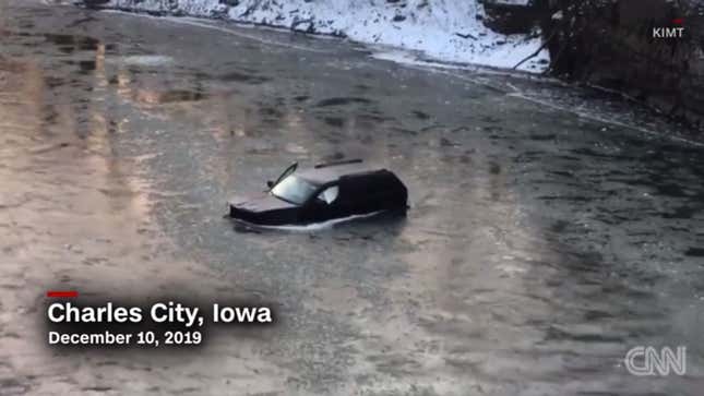 Image for article titled Man Trapped in Car in Icy River Saved By Yelling, &#39;Siri, Call 911&#39;