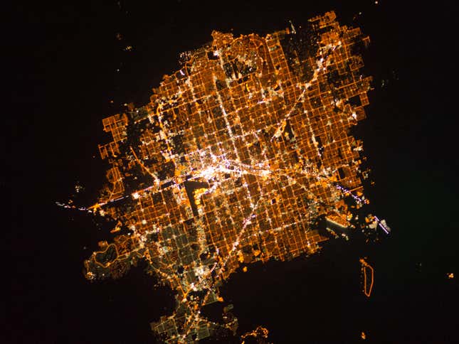 Image for article titled Can you recognize the world’s most famous cities from space?