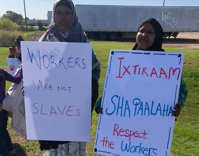 Somali protesters outside Pilgrim’s Pride meatpacking factory in Minnesota