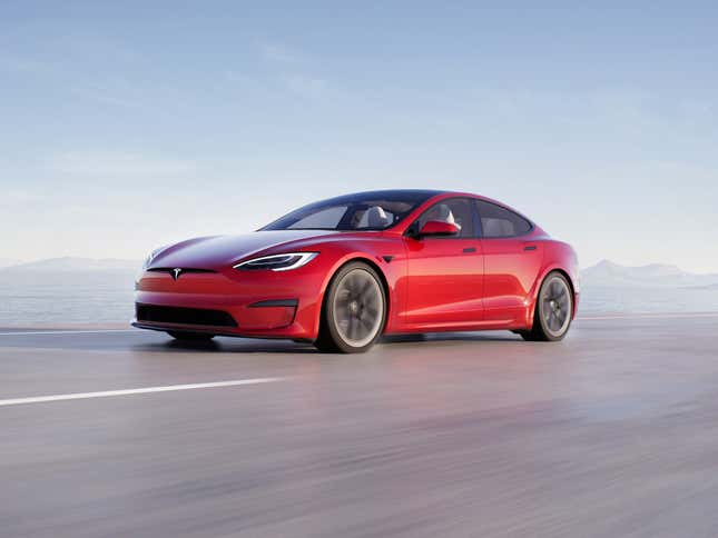 A red Tesla Model S
