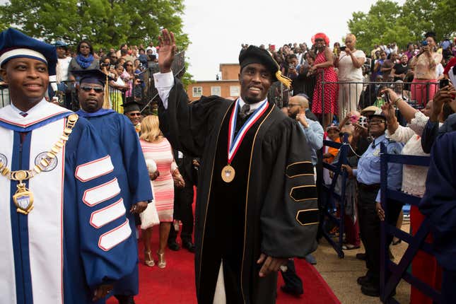 Combs arrives at Howard University’s 146th commencement.
