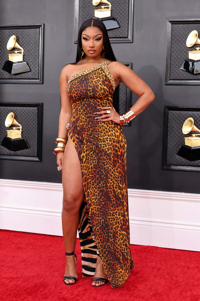 Megan Thee Stallion attends the 64th Annual GRAMMY Awards at MGM Grand Garden Arena on April 03, 2022 in Las Vegas, Nevada. 