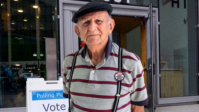Image for article titled Elderly Poll Watcher Doing Slow, Confused Job Of Intimidating Voters