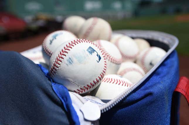 Jul 24, 2022; Boston, Massachusetts, USA;  A general view of practice balls prior to a game between the Boston Red Sox and Toronto Blue Jays at Fenway Park.