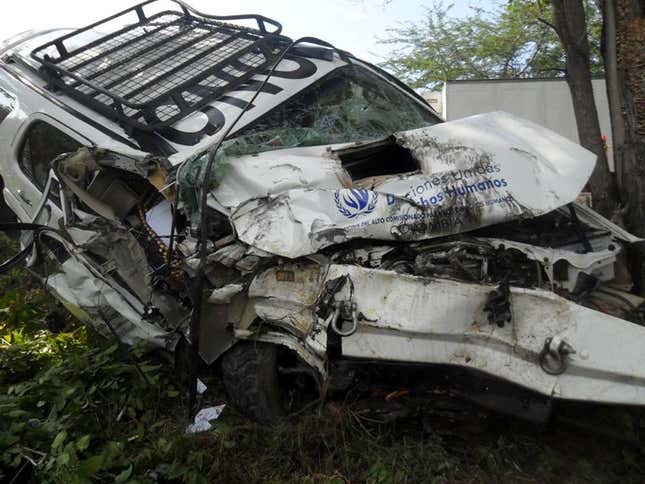 Miraglia’s car after the crash. She was sitting in the front right seat.