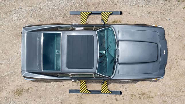 A top down image of the Bond Aston Martin with skis attached. 