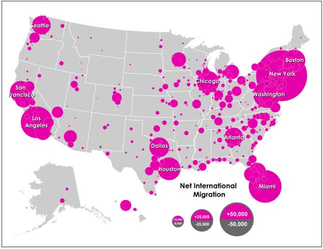 Image for article titled Americans are leaving their biggest metros, but immigrants keep them growing