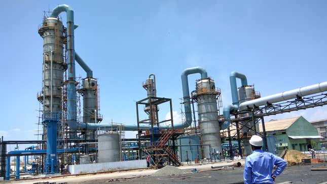 At the Tuticorin plant: In goes carbon dioxide, out comes soda ash.