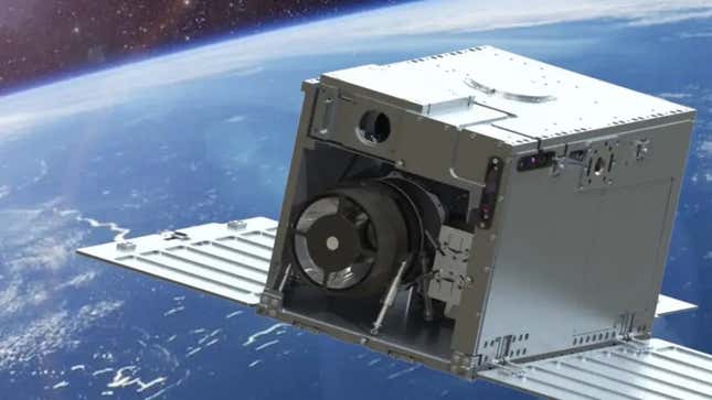An artist’s rendering of the cubesat in orbit.